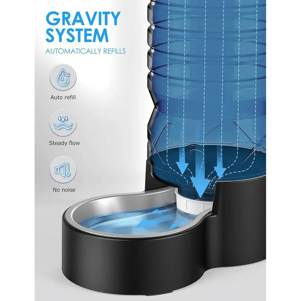 2.5 Gallon Automatic Dog Water Dispenser Wide Mouth Easy Hand-in Cleaning Removable Stainless Steel Bowl Gravity Reilling Large
