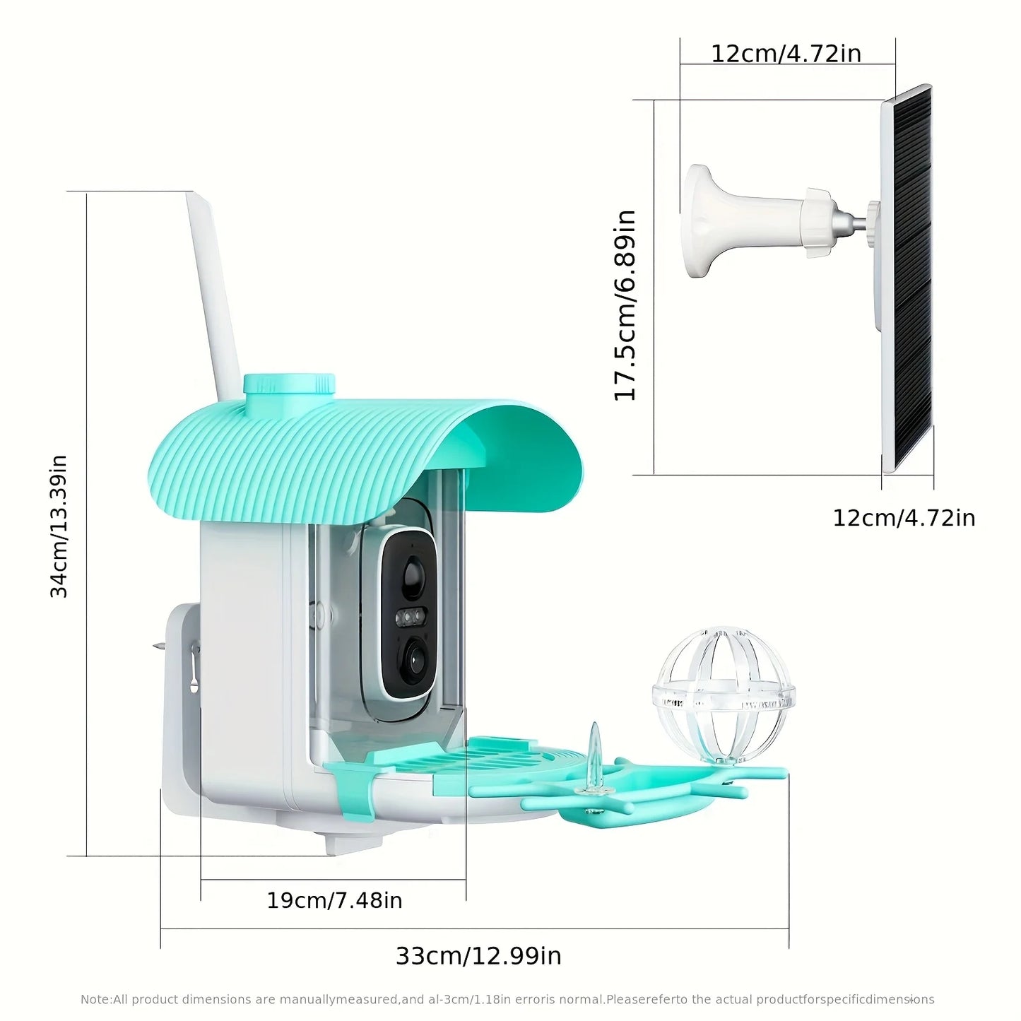AI Smart Bird Feeder with Camera, Solar Powered, Equipped with 4MP HD Camera, 2K Resolution, Remote Monitoring, Live Viewing, Video Recording, Motion Detection Alerts, Squirrel-Proof, IP66, The Dream Gift for Bird Lovers