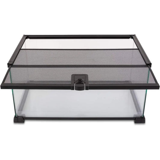 20 x 12 x 10 Glass Terrarium Tank for Reptiles, Hamsters, Hedgehogs & Small Pets with Sliding Door