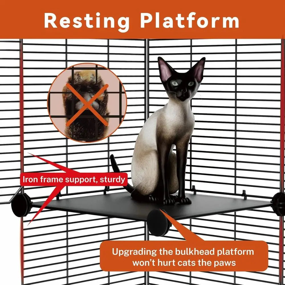 2-Tier Indoor Cat Cage, Spacious Wire Kennel for 1-2 Cats, DIY Playpen and Crate