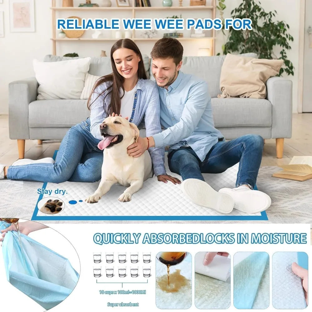 XXXXL Puppy Pee Pads 31'x47' 100 Count, Extra Large for Dogs, Leak-Proof & Super Absorbent, Thicken