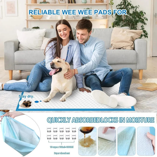 XXXXL Puppy Pee Pads 31'x47' 100 Count, Extra Large for Dogs, Leak-Proof & Super Absorbent, Thicken