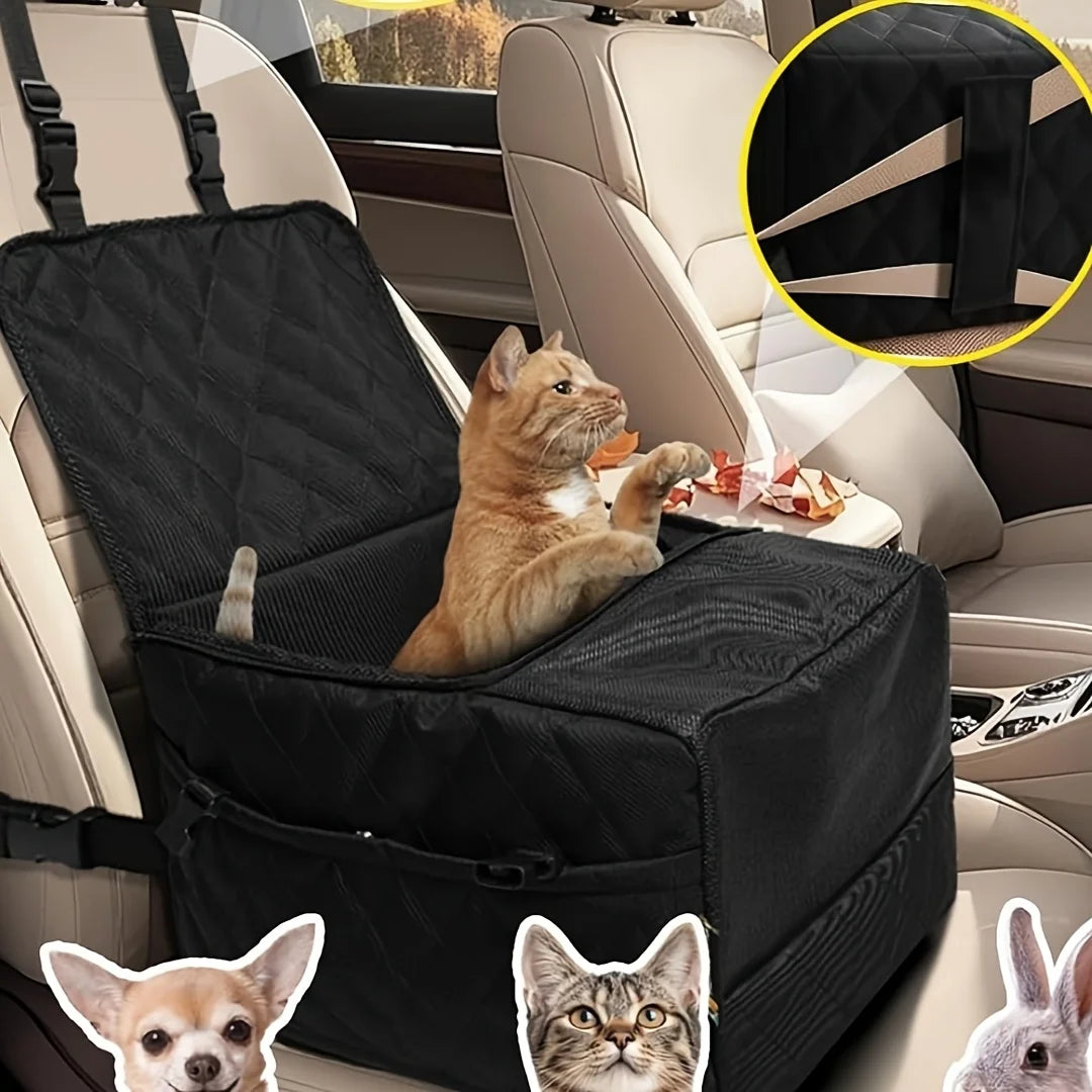 Dog Car Booster Seat & Travel Carrier, Oxford Breathable Foldable Soft Washable Pet Carrier with Safety Leash & Adjustable Straps, Elevated Pet Car Seat for Secure Travel, Comfortable Dog Car Seat for Small Dogs & Cats
