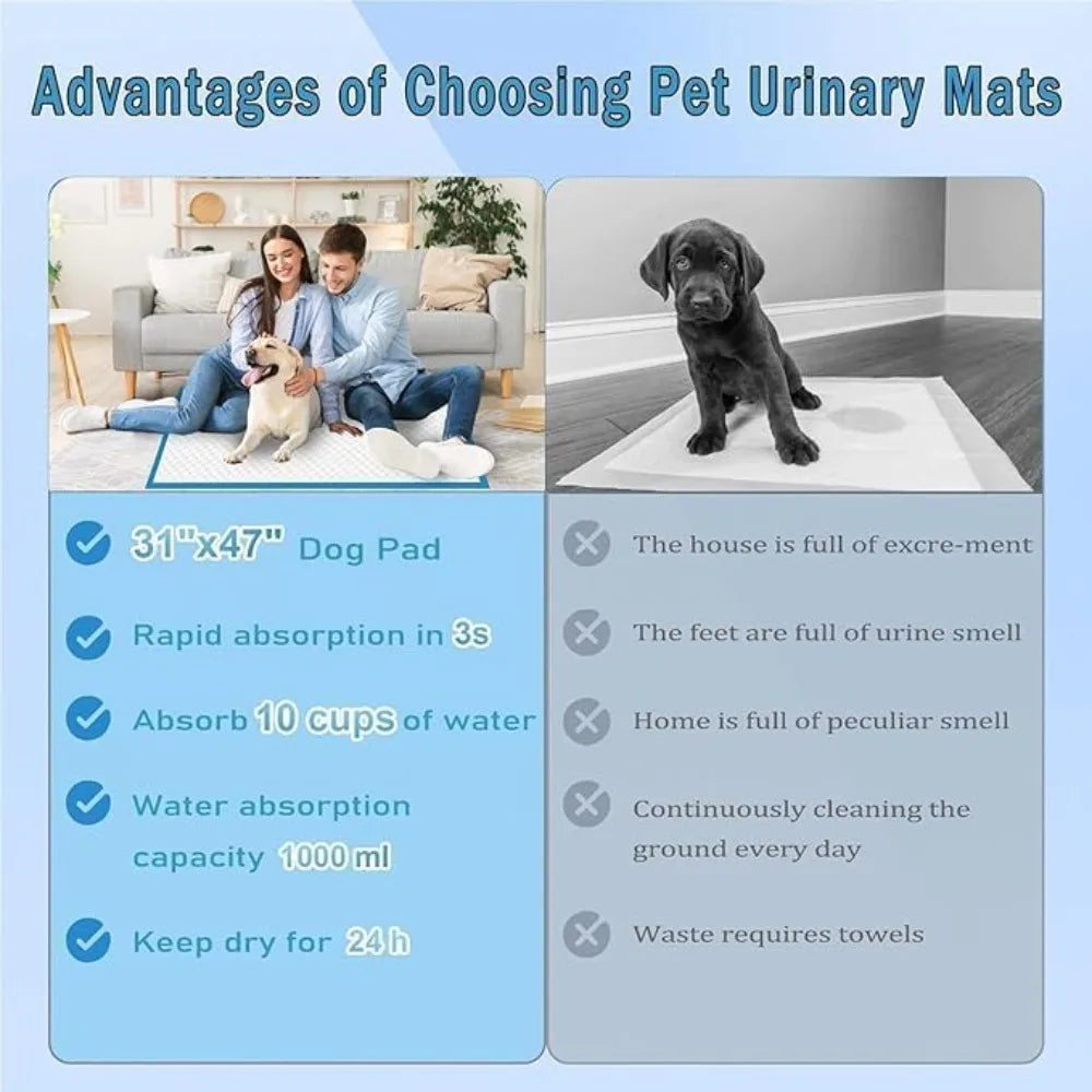 XXXXL Puppy Pee Pads 31'x47' 100 Count, Extra Large for Dogs, Leak-Proof & Super Absorbent, Thicken