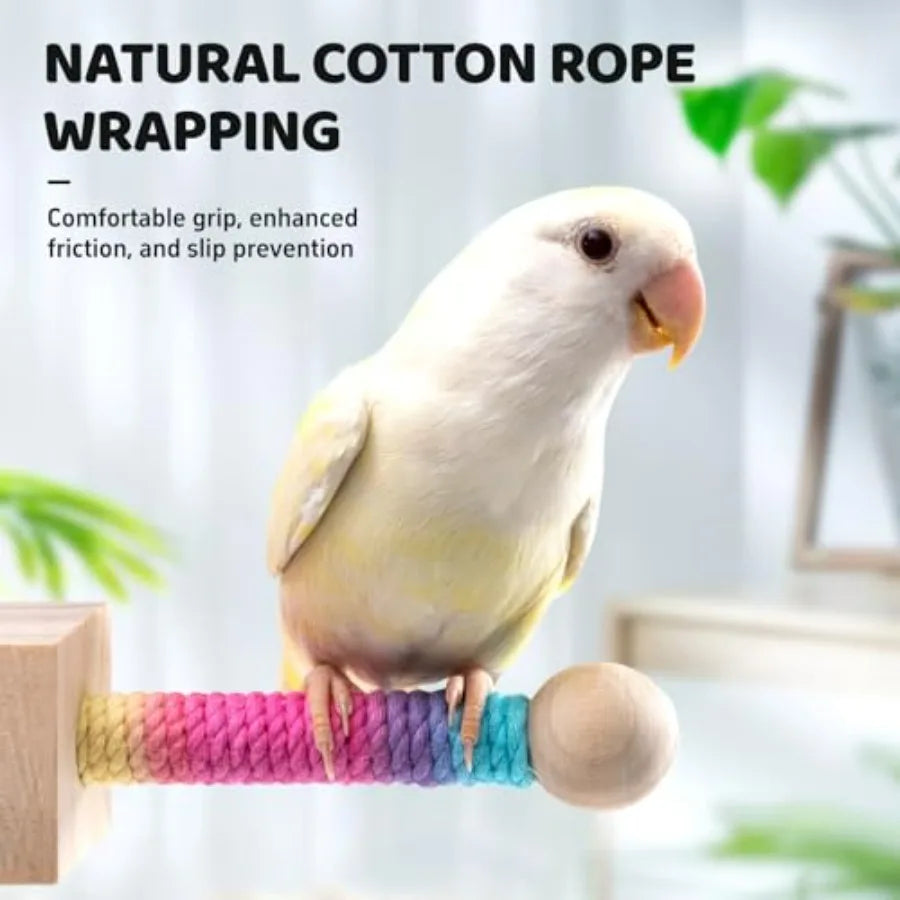 Hanging Bird Perch Toy With 360 Degree Free Spin Wooden