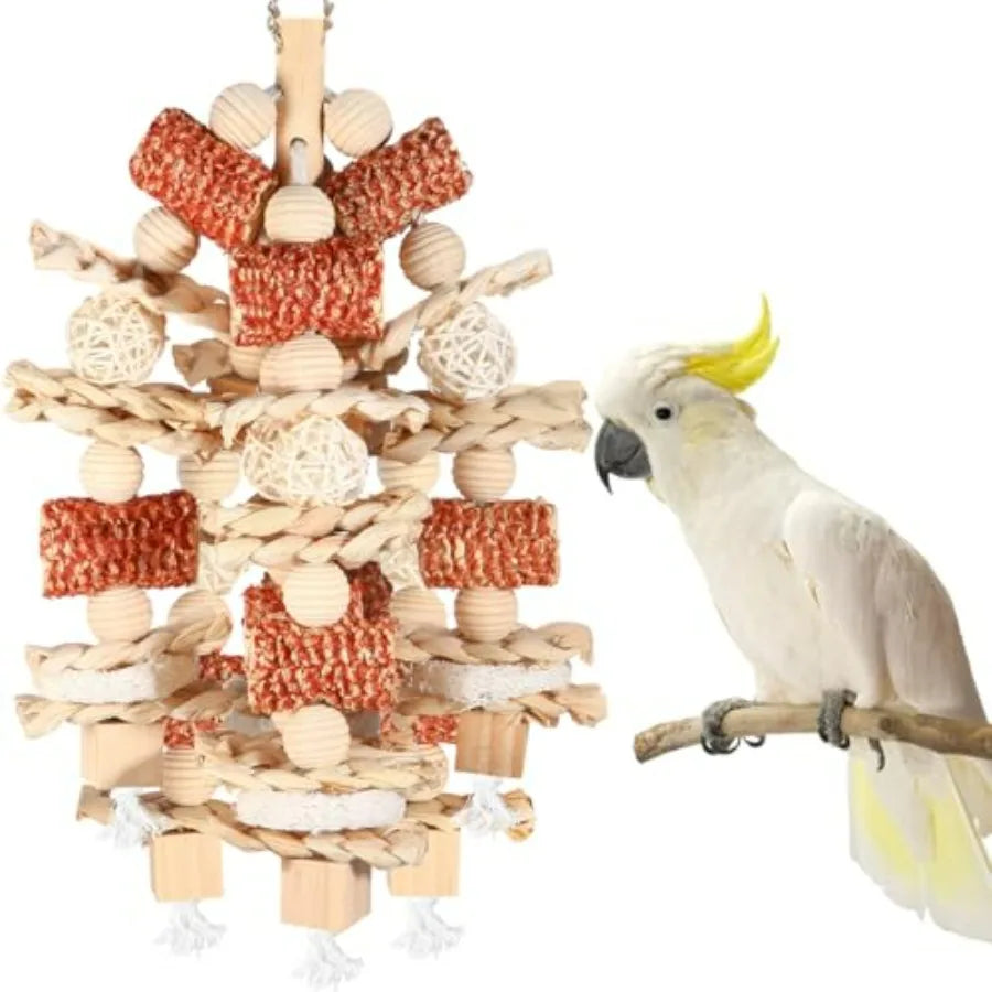 Bird Chew Toys With Natural Corn Cob And Loofah Slices