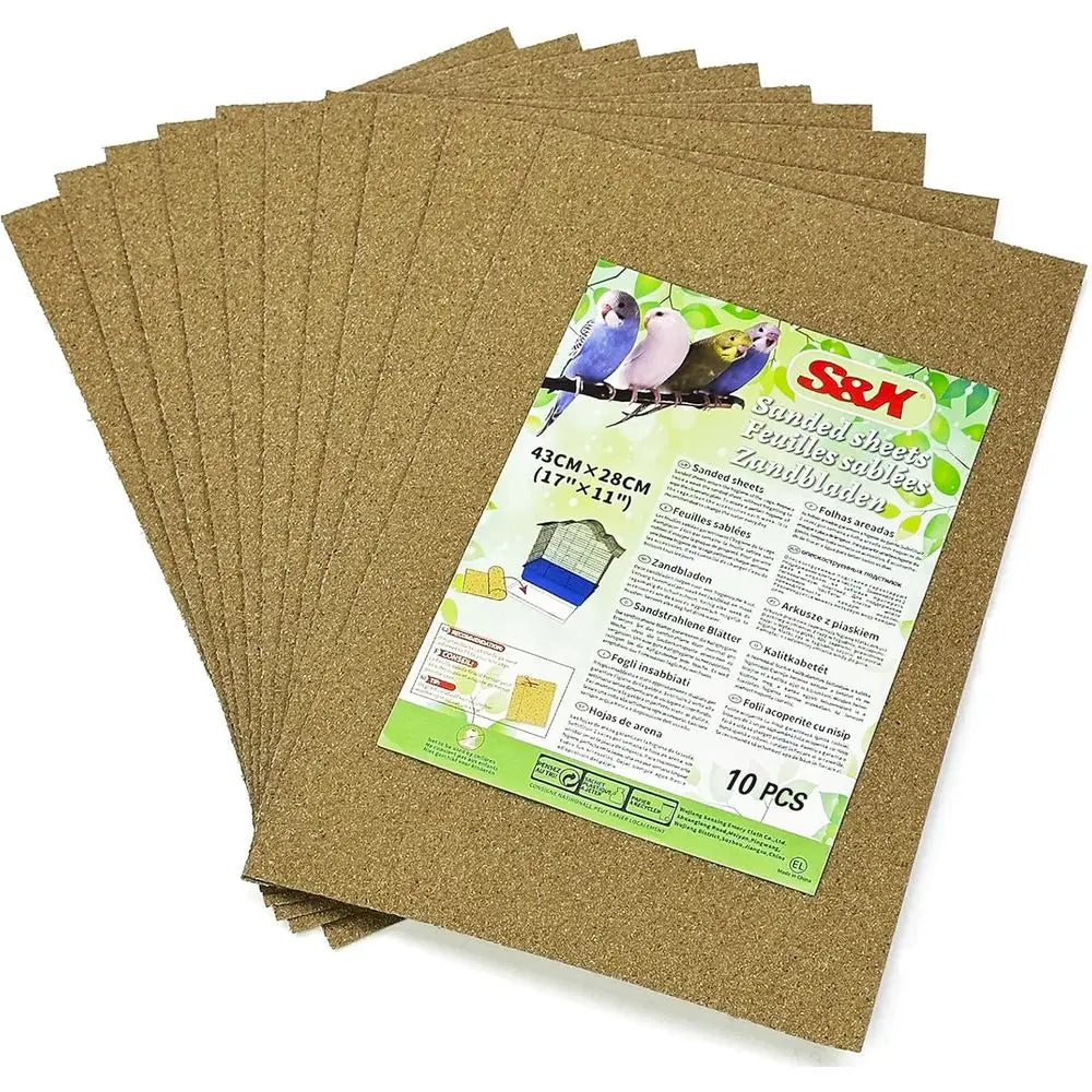 Gravel Paper 10-Pack 11” x 17” Gravel Liner Paper Sand Sheets Bird Cage Liners