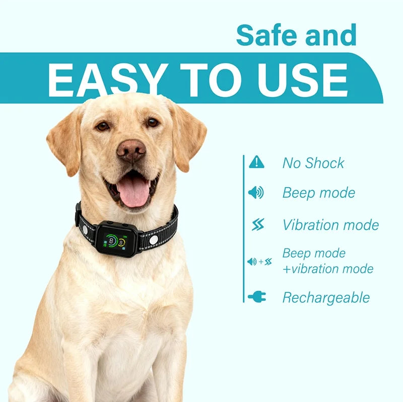 Dog Bark Stop Collar - USB Charging Intelligent Anti Bark Collar, 7-Level Sensitivity, No Electric Shock, Gentle And Safe, Does Not Harm Dogs, Dog Training Tool, Bark Deterrent, Durable Nylon, Adjustable Length, Suitable for