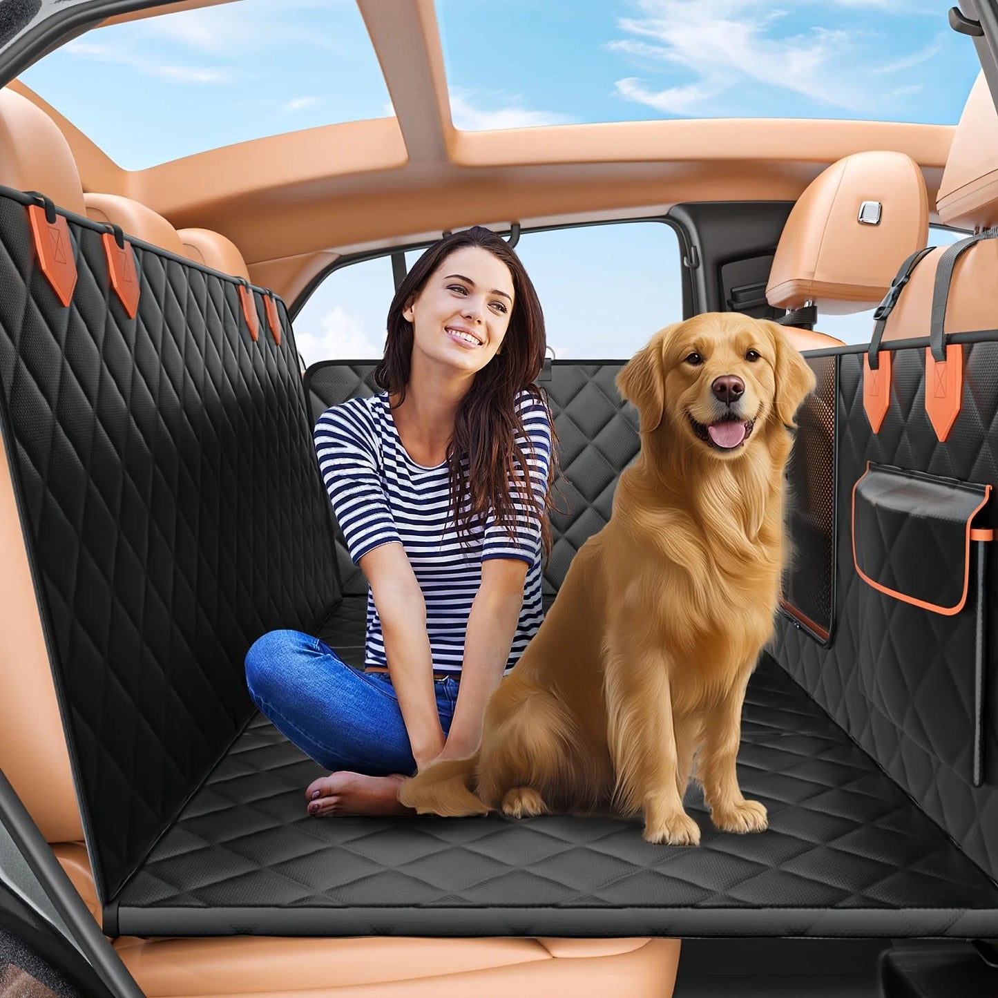 [Customer Favorite] 600 LBS Luxury Dog Car Back Seat Extender, Dog Car Seat Cover, Camping Air Mattress, Hammock Travel Bed, Non Inflatable Car Bed Mattress for Car SUV Truck (Black)suitable for Cars/SUVs/trucks - Easy to Ins