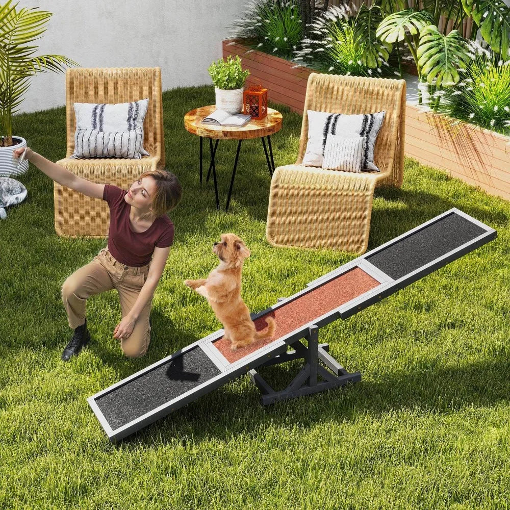 Wooden Dog Agility Seesaw, Dog Exercise & Play Set, Outdoor Run Game Toy