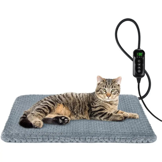 Heated Cat Bed, Waterproof Adjustable Temperature Heating Pad with Timer, Indoor Pet Heating Pad for Cats Dogs, Electric Pads fo