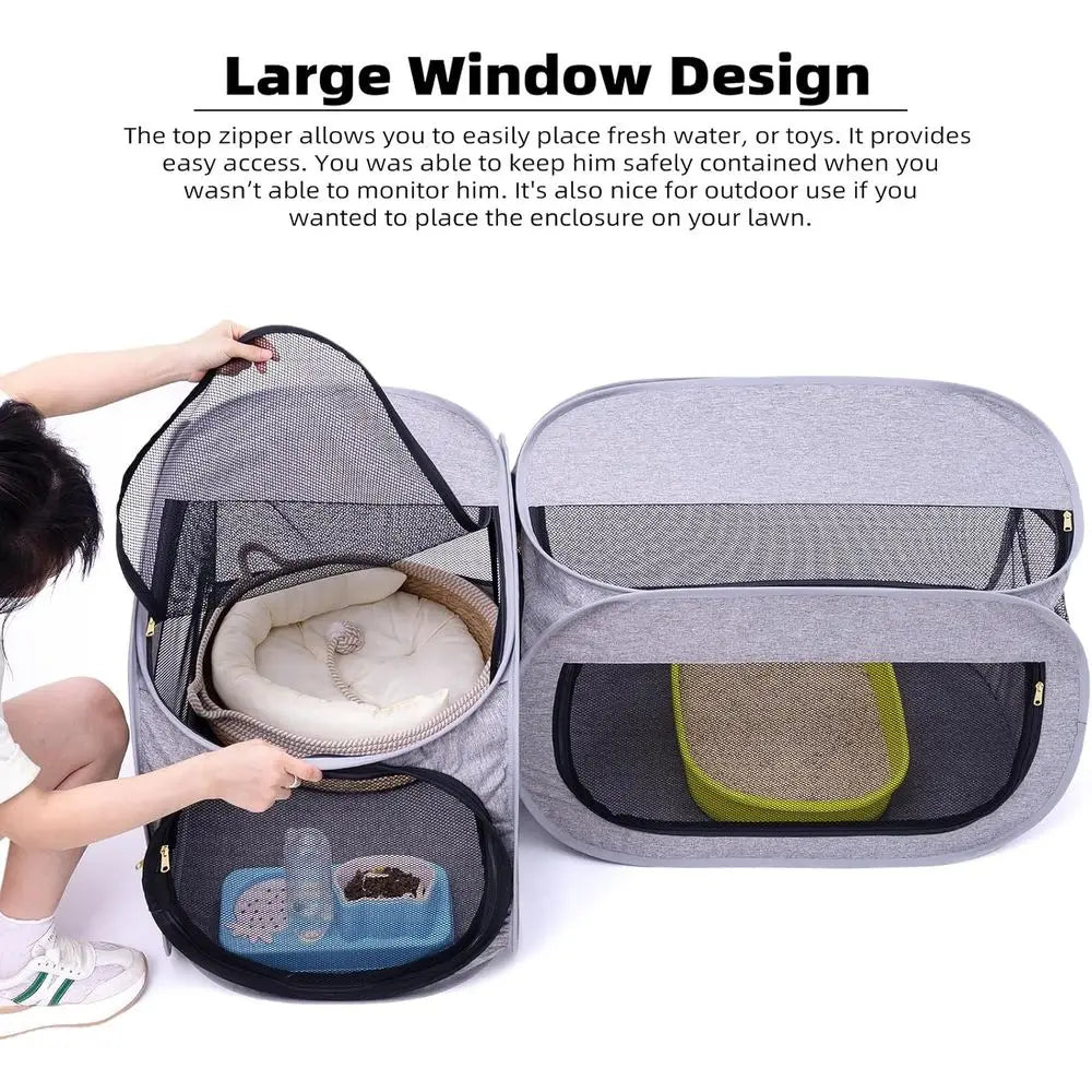 Compact Indoor Playpen for Cats with Integrated Litter Box, Ideal for Kittens and Small Dogs