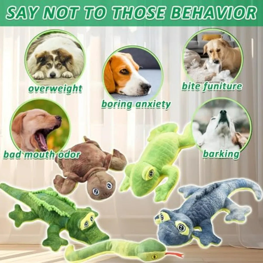 Stuffed Animal Dog Toys, 5 Pack Tough Squeaky Dog Toys, Plush Toys Assortment, Great Value Pet Toys Bundle, Woodland Series Che
