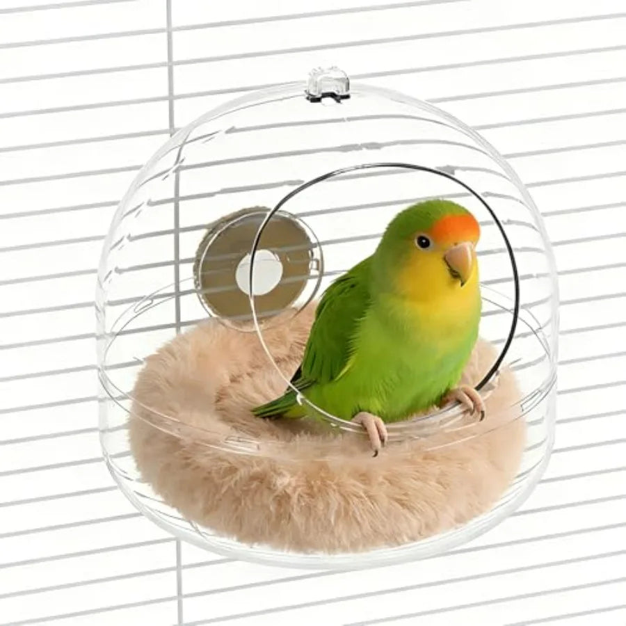 Bird Flat-Bottomed Nest for Cage Clear Transparent Observation Hanging Bite-Resistant Washable Bird House, Parakeet Breeding Ne