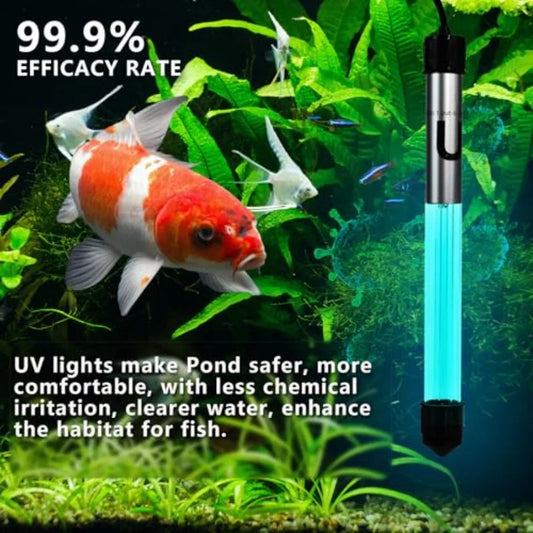 Pond UV Light 100-1200 Gallon, Aquarium UV Light, UV Water Clarifier for Koi Pond, Cold Plunge, Aquarium, Swimming Pool, Spa an