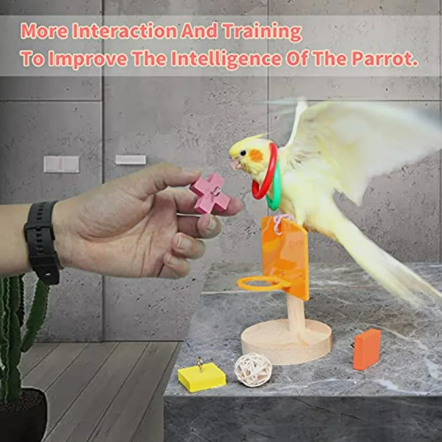Bird Toys, Parrot Training Toys for Lovebird, Five-Types Parakeet Toys Sets for Conure, Cockatiel, 12 PCS Parrot Intelligence T