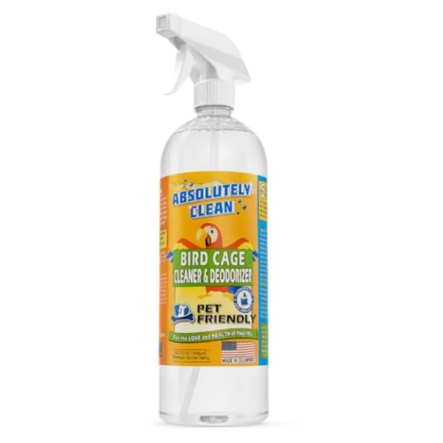Absolutely Clean Amazing Bird Cage Cleaner and Deodorizer - Just Spray/Wipe - Safely and Easily Removes Bird Messes Quickly and