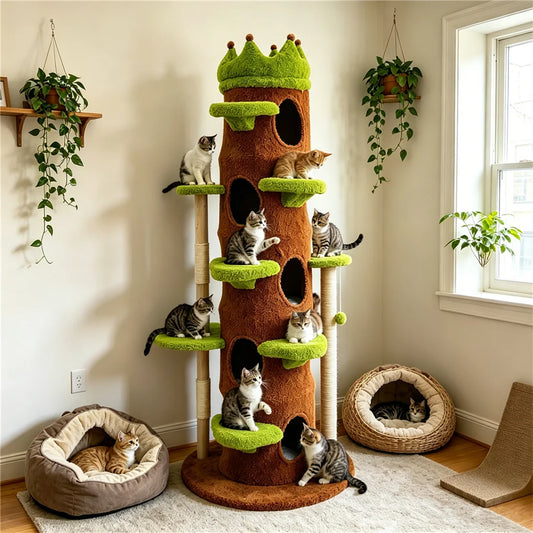 BORWART Cat Tree Tower With Scratching Post And Activity Center