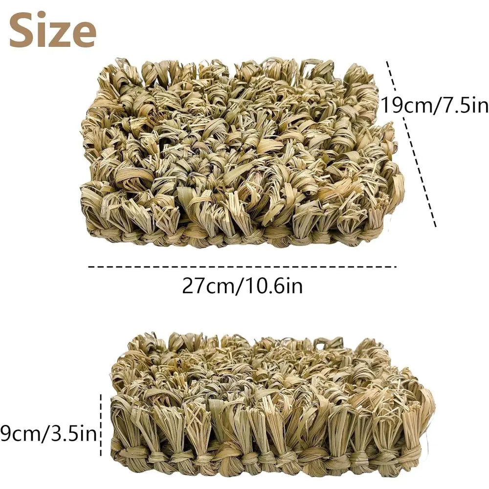 Grass Bed 2PCS Guinea Pig Hay Mat Bunny Natural Woven Bedding Sleng Grinding Nesting Chewing Toy Rabbit Guinea Pig Chinchilla He