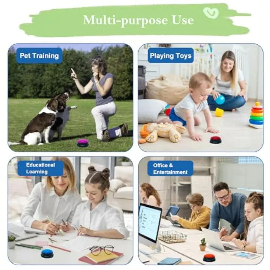 Set of 4 Dog Buttons for Communication, Voice Recordable Buttons for Classroom, Dog Training Talking Buttons Starter Set, Pet E