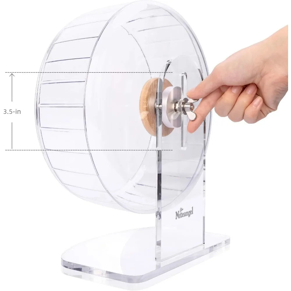 Super Silent 10" Hamster Wheel – Adjustable Quiet Running Wheel for Hamsters, Gerbils & Mice (Transparent)