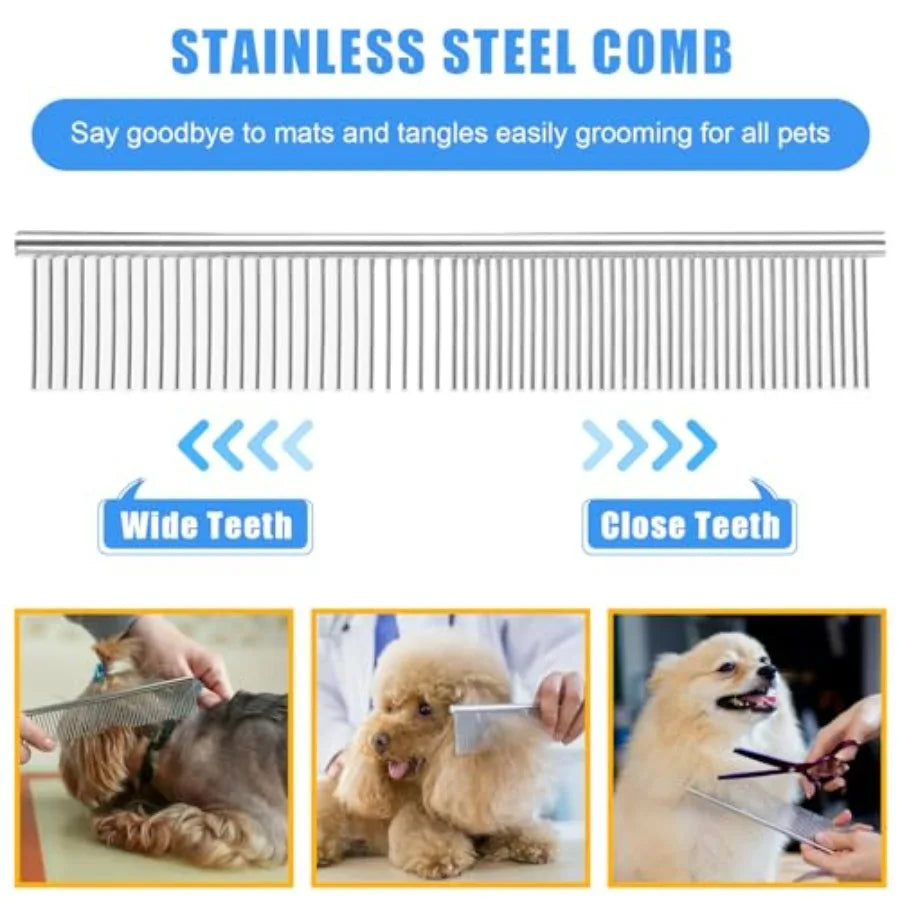 Complete Pet Grooming Kit 9 Piece Slicker Brush Deshedding Tool