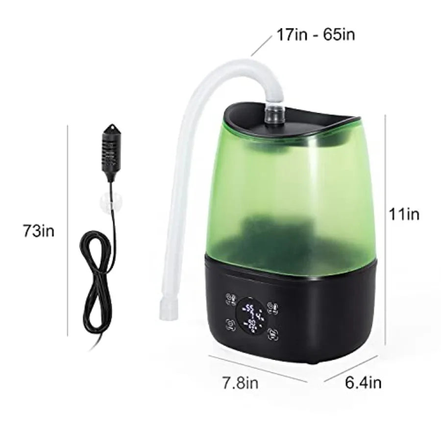Reptile Terrarium Automatic Fogger: 2-in-1 Digital Timer Hygrostat, 4L Tank, Remote Control, Extended Hose, White Plastic for B