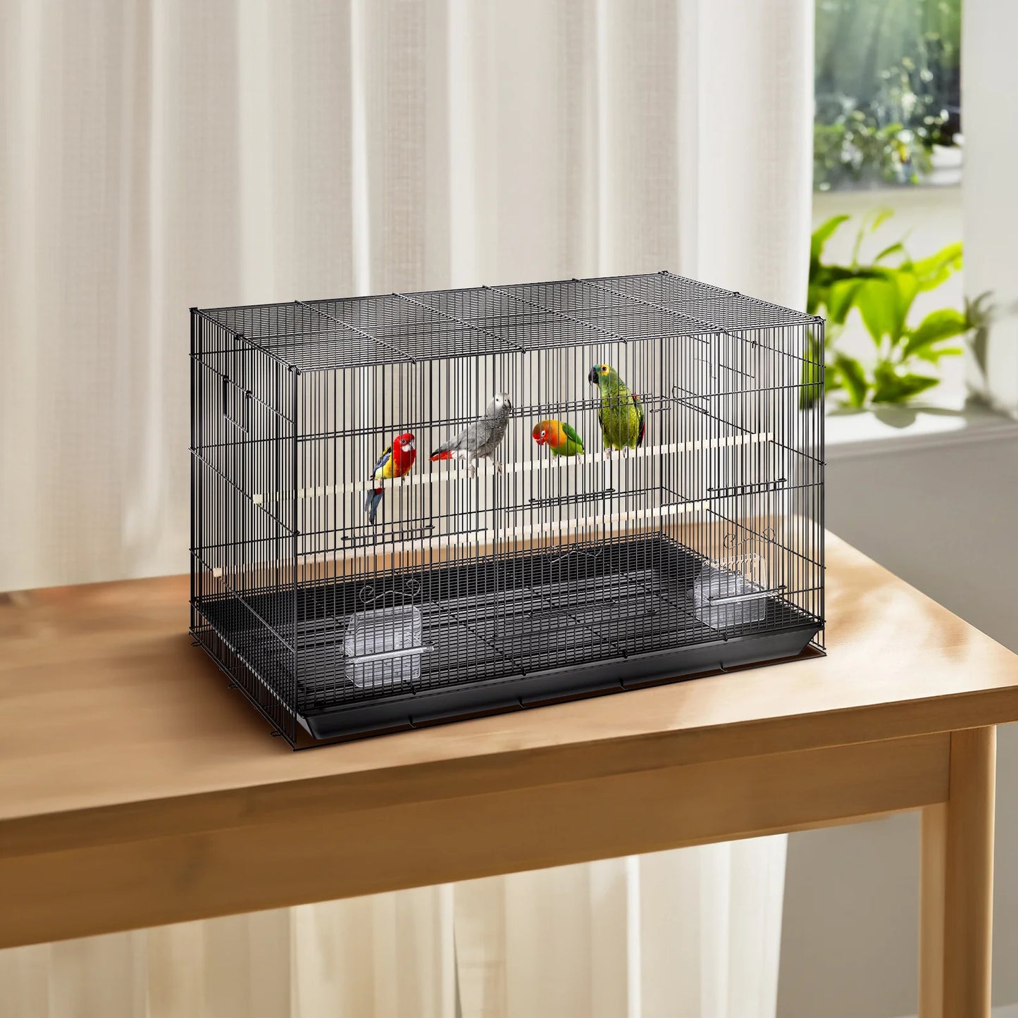 VEVOR 30 Inch Flight Bird Cage, Stackable Bird Cage Parakeet Cage with Slide-Out Tray and Handle, Small Parrots Birdcage for Cockatiels Budgies Conure Macaw Finch Lovebirds Canaries Pigeons