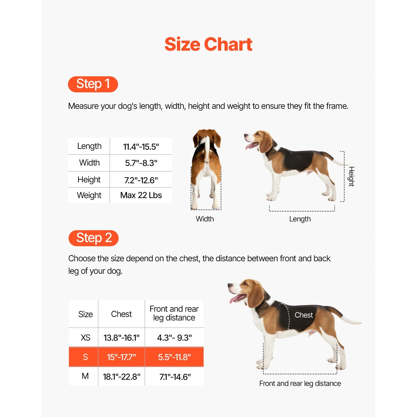 SucceBuy Dog Wheelchair for Back Legs Adjustable 2 Wheels Lightweight  Dog Cart with Shock-Absorbing Wheels for Disabled Dogs