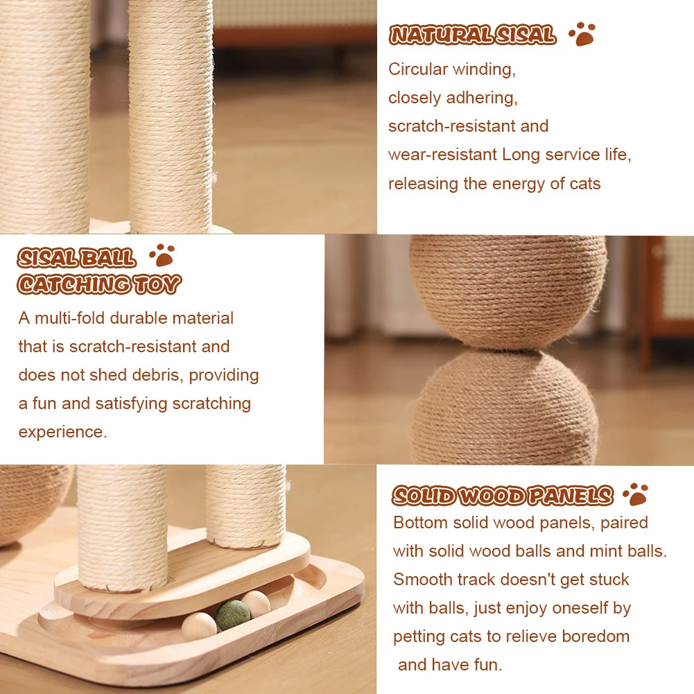 Cat Climbing Frame with Sisal Ball Cat Jumping Platform Summer Cooling Mat Wear Resist Integrated Sisal Bed Pet Supplies