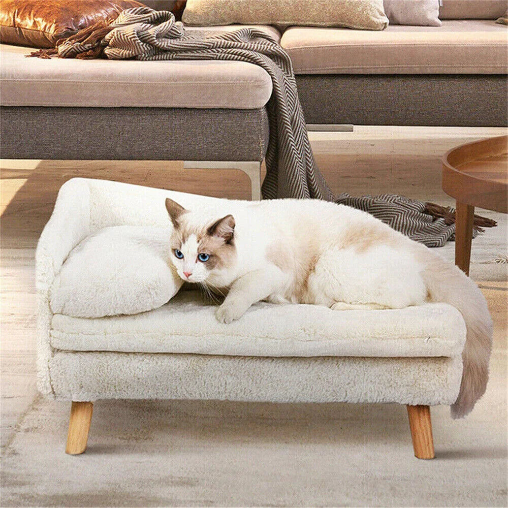 BORWART Luxury Elevated Dog Sofa Bed With Backrest Cushion