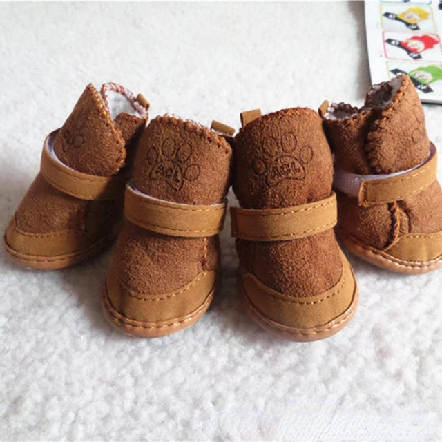 Pet Dog Shoes 4pcs Thick Warm Rain Snow Carton Boots Prewalkers Walking Puppy Sneakers Dog Accessories