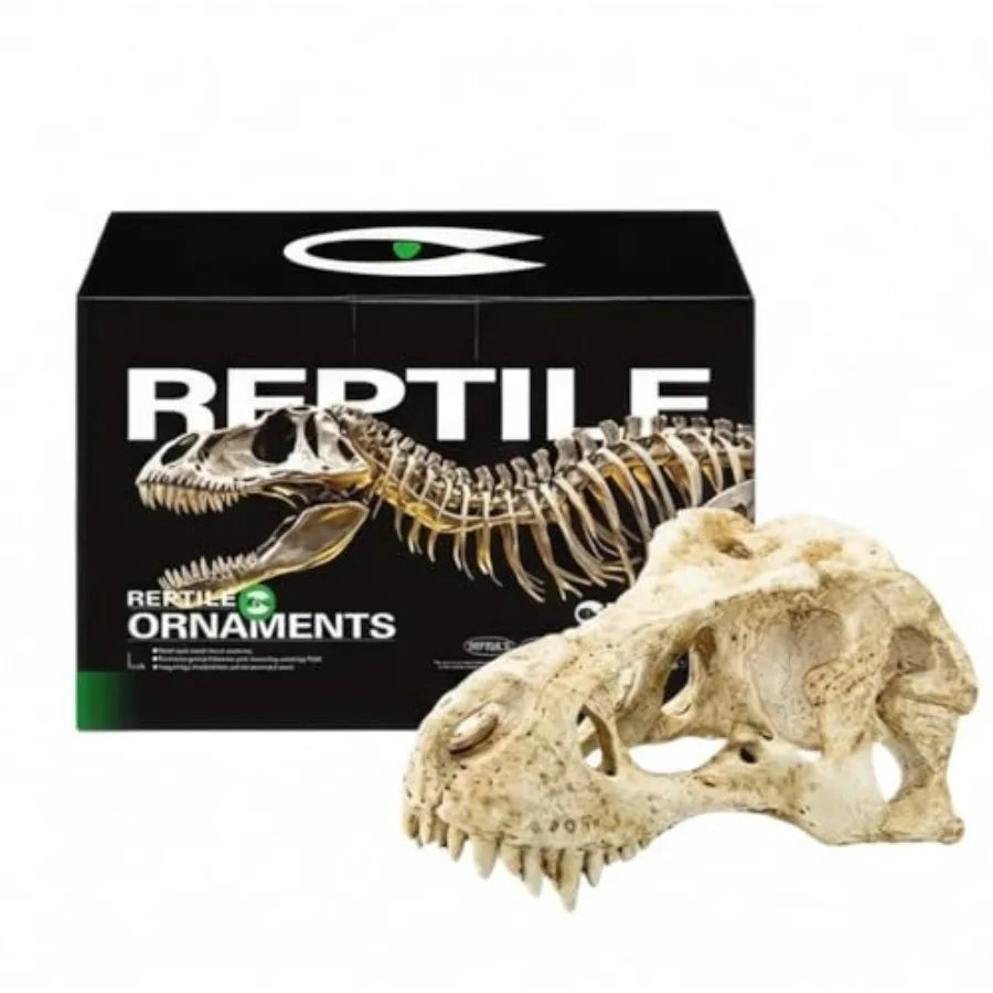 CLEEN T-Rex Skull Reptile Hide - Dinosaur Bone Terrarium Decor for Lizards Snakes Bearded Dragon, Realistic Fossil Cave Aquariu