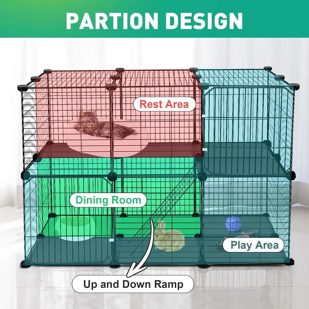 41 Panels Pet Playpen, 35.4 L x 23.6 W x 23.6 H Small Animal Playpen with 2 Doors, Suitable for C&C Cage, Guinea Pigs, Rabbits,
