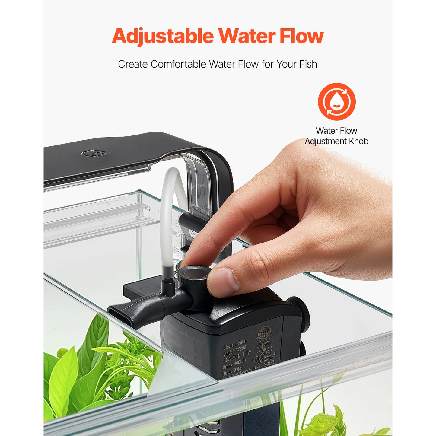 SucceBuy Fish Tank Aquarium 5Gal Square Ultra-Clear Glass Starter Tank Adjustable 3 Color Lighting Self Cleaning System for Home