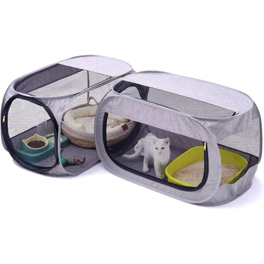 Compact Indoor Playpen for Cats with Integrated Litter Box, Ideal for Kittens and Small Dogs
