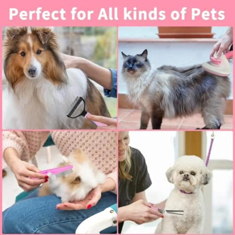 Complete Pet Grooming Kit 9 Piece Slicker Brush Deshedding Tool