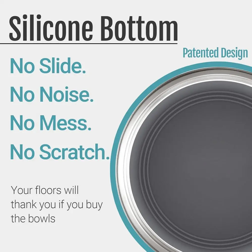 Nonslip Stainless Steel Dog Cat Bowls, 2 US Cups, 2 Count