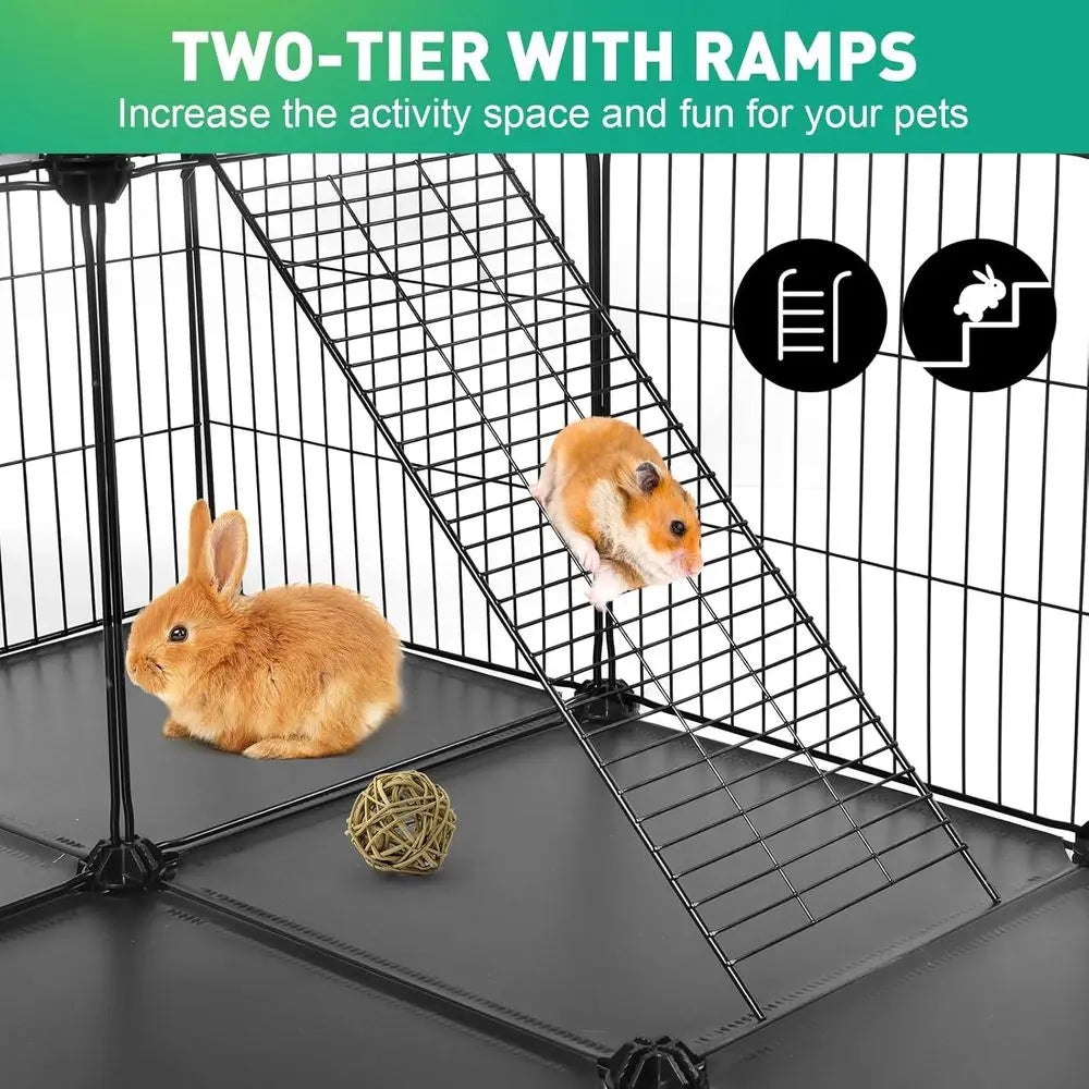 41 Panels Pet Playpen, 35.4 L x 23.6 W x 23.6 H Small Animal Playpen with 2 Doors, Suitable for C&C Cage, Guinea Pigs, Rabbits,