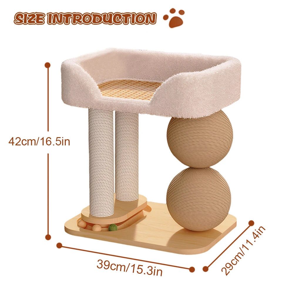 Cat Climbing Frame with Sisal Ball Cat Jumping Platform Summer Cooling Mat Wear Resist Integrated Sisal Bed Pet Supplies