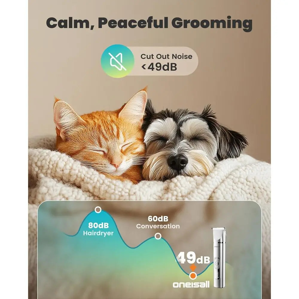 Dog Grooming Kit with LCD Display, Hair Trimmer, Paw Nail Grinder, Rechargeable Cordless Low Noise IPX7 Waterproof Pet Clippers