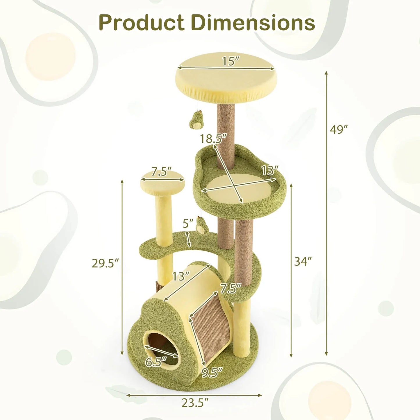 Cat Tree Multi Level Cat Tower With Private Condo And Self Grooming Brush