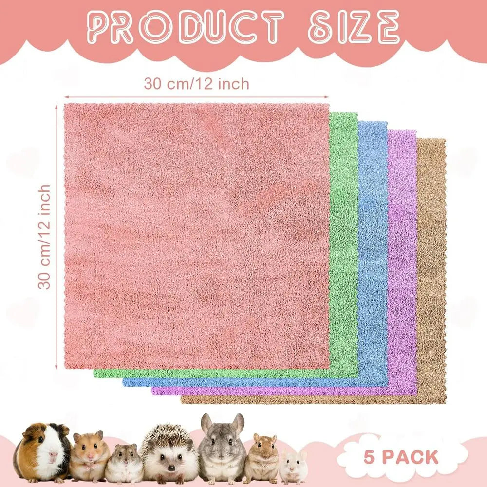 5 Pcs Waterproof Guinea Pig Blankets Washable Small Animal Pee Pad Pet Blanket Sleep Bedding Mats Absorbent Guinea Pig Cage Line