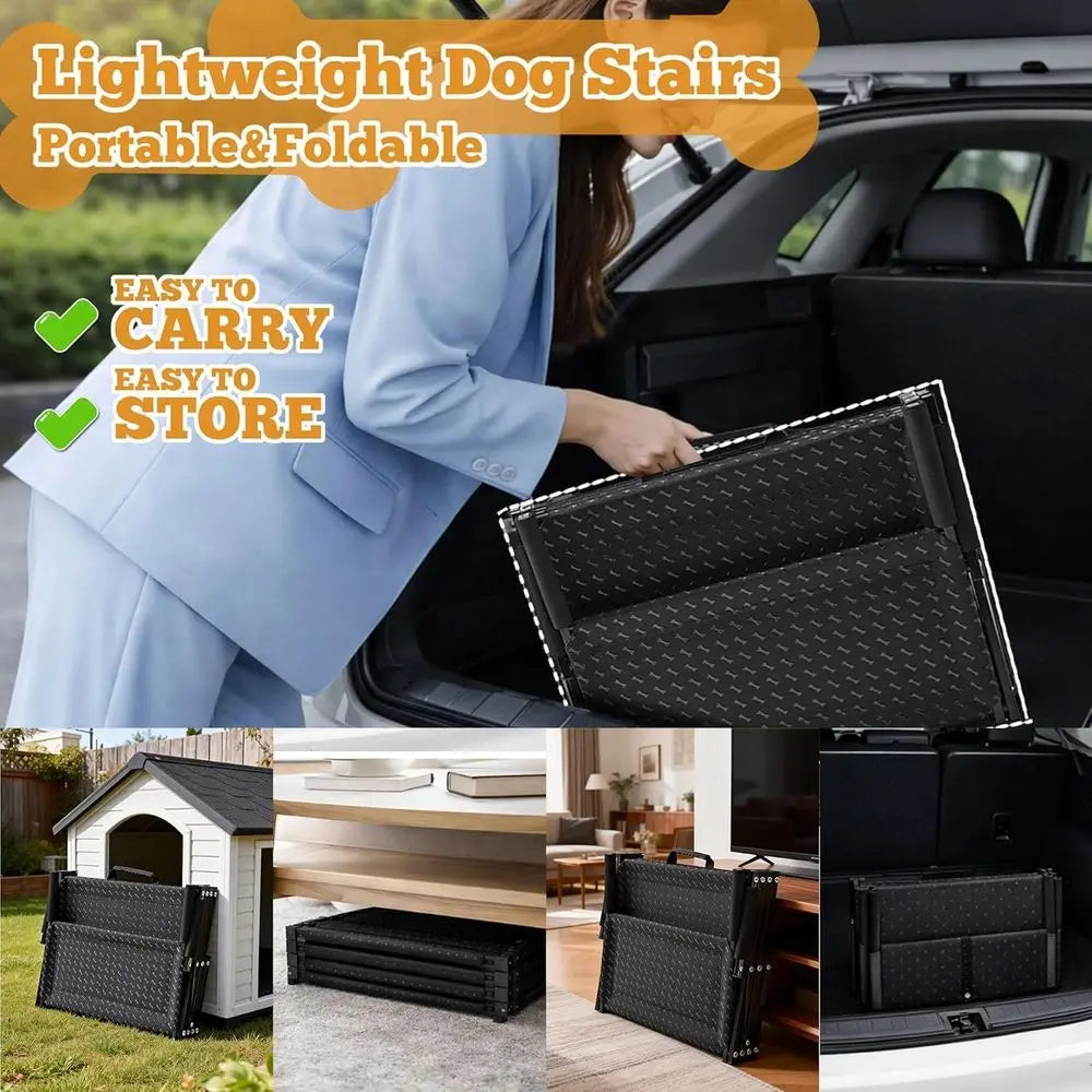 Oldable 5-Step Pet Stairs for Senior & Small Dogs | Non-Slip Surface, Lightweight Dog Steps, Supports 200 lbs