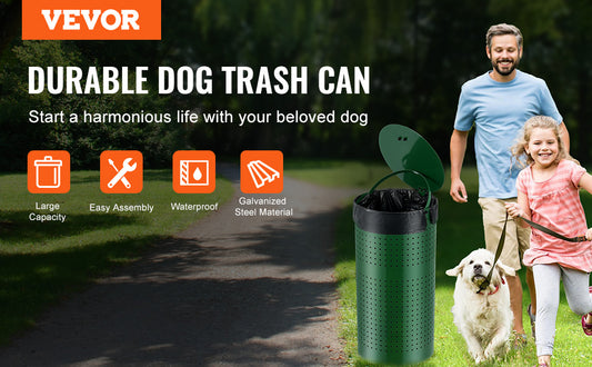 VEVOR Dog Poop Trash Can 11.5 Gallons Outdoor Dog Waste Bin with Lid for Pet Waste Station Dog Waste Disposal Container for Yard